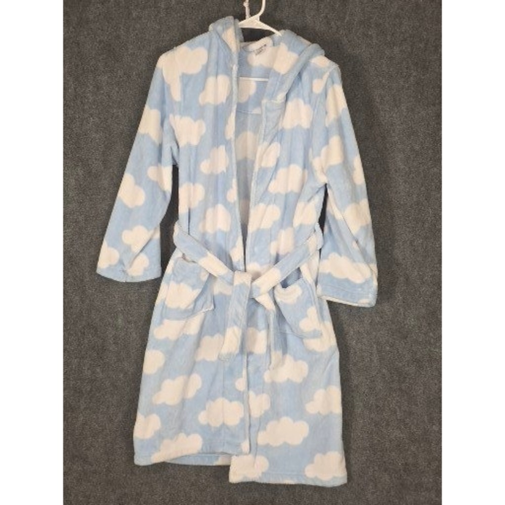 Tucker Tate Kids Sleepwear Robe Cozy Cloud Print Blue Hooded Size 14 16 Casual